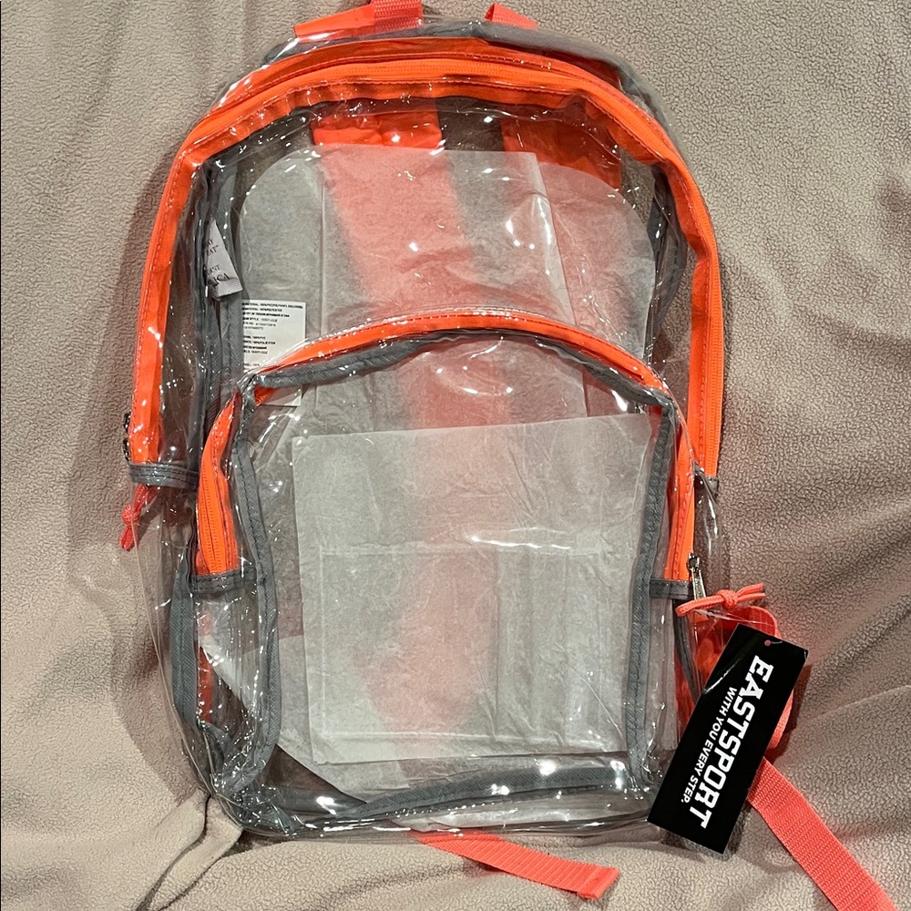 Eastsport Clear Backpack with Bright Orange Trim